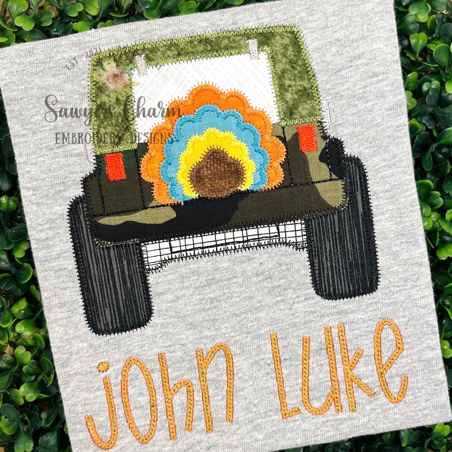 BUNDLE Turkey tail feathers tire Off Road SUV vehicle truck bean & zigzag stitch applique, machine embroidery design, thanksgiving, mudding