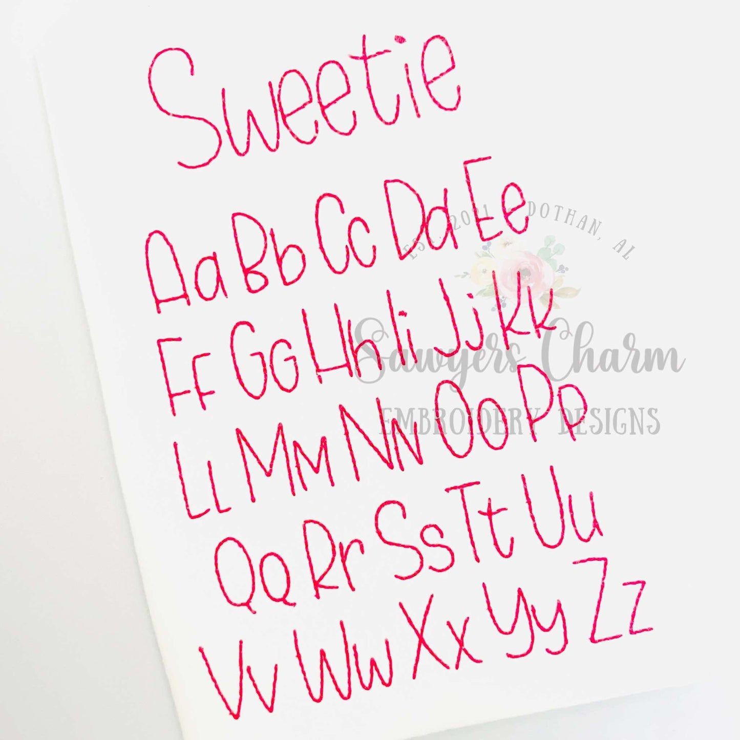 Sweetie Bean Stitch machine embroidery font, lower & uppercase letters, 7 sizes, BX included, perfect for monograms