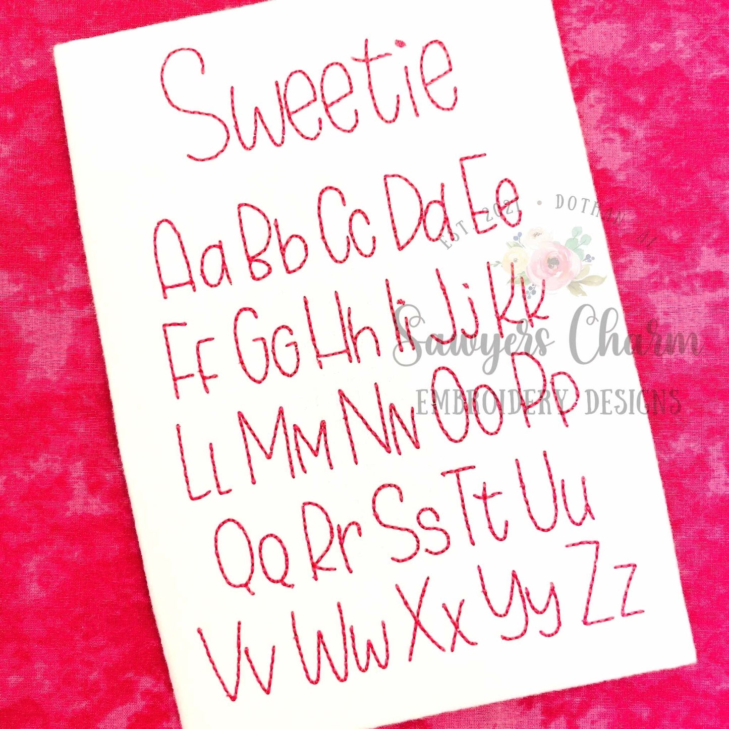 Sweetie Bean Stitch machine embroidery font, lower & uppercase letters, 7 sizes, BX included, perfect for monograms