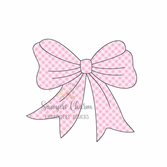 BUNDLE Coquette bow bean & zig zag stitch machine applique, embroidery design file, quick stitch, girls hair ribbon, vintage, streamers