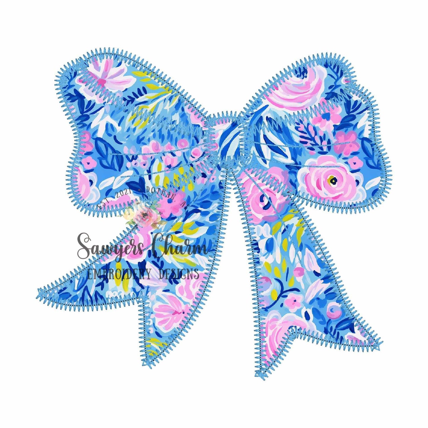 BUNDLE Coquette bow bean & zig zag stitch machine applique, embroidery design file, quick stitch, girls hair ribbon, vintage, streamers