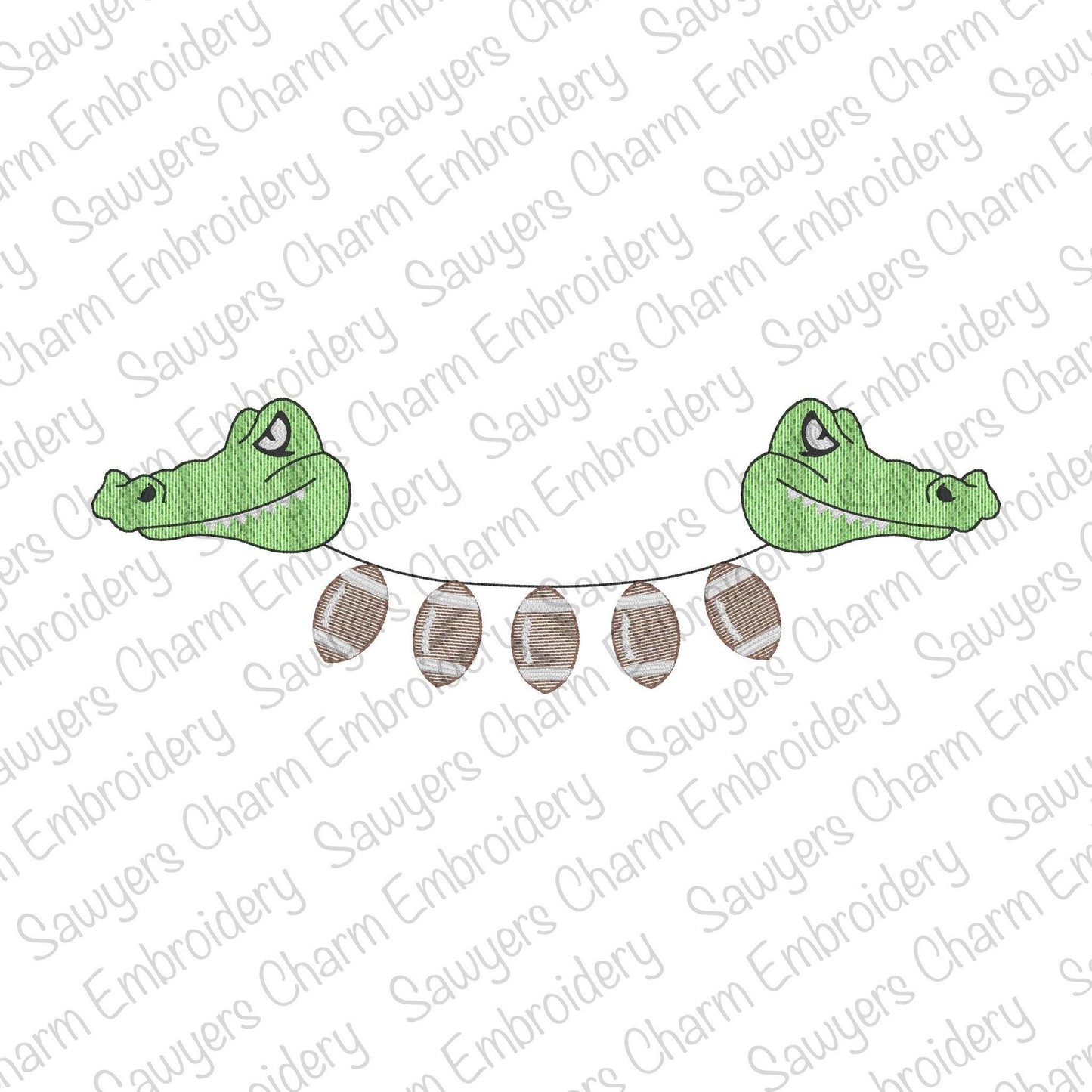 Gators footballs bunting banner sketch stitch machine embroidery design, college university, sports fan, mascot, high school, cheer