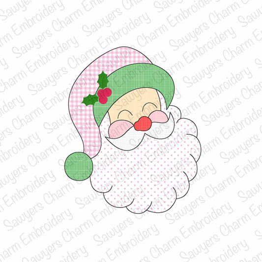 BUNDLE Vintage Santa Claus bean & zig zag stitch machine embroidery applique design, happy holidays, Merry Christmas, holly berries, ho ho