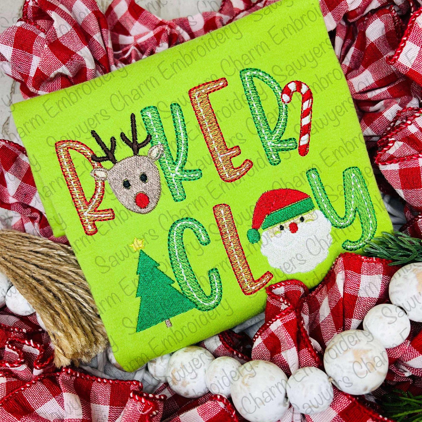 BUNDLE Christmas mini fill designs machine embroidery file, reindeer, Santa Claus, candy cane, tree with bow & star, happy holiday, monogram