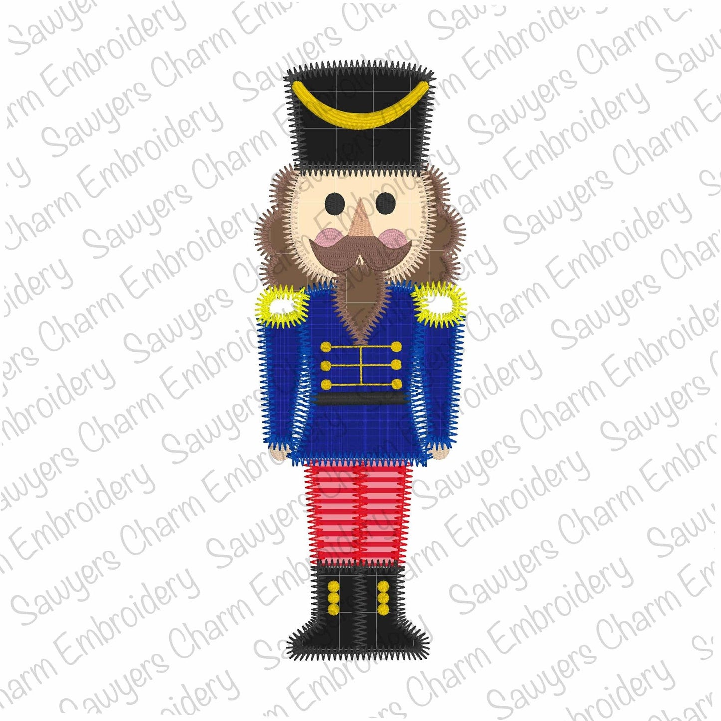 Nutcracker soldier zig zag stitch machine embroidery applique design, happy holidays, coquette, Merry Christmas, royalty