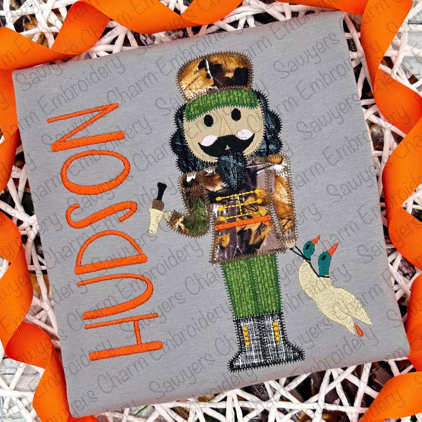 BUNDLE Duck hunting Nutcracker bean & zig zag stitch machine embroidery applique design, happy holidays, Merry Christmas, duck call, camo