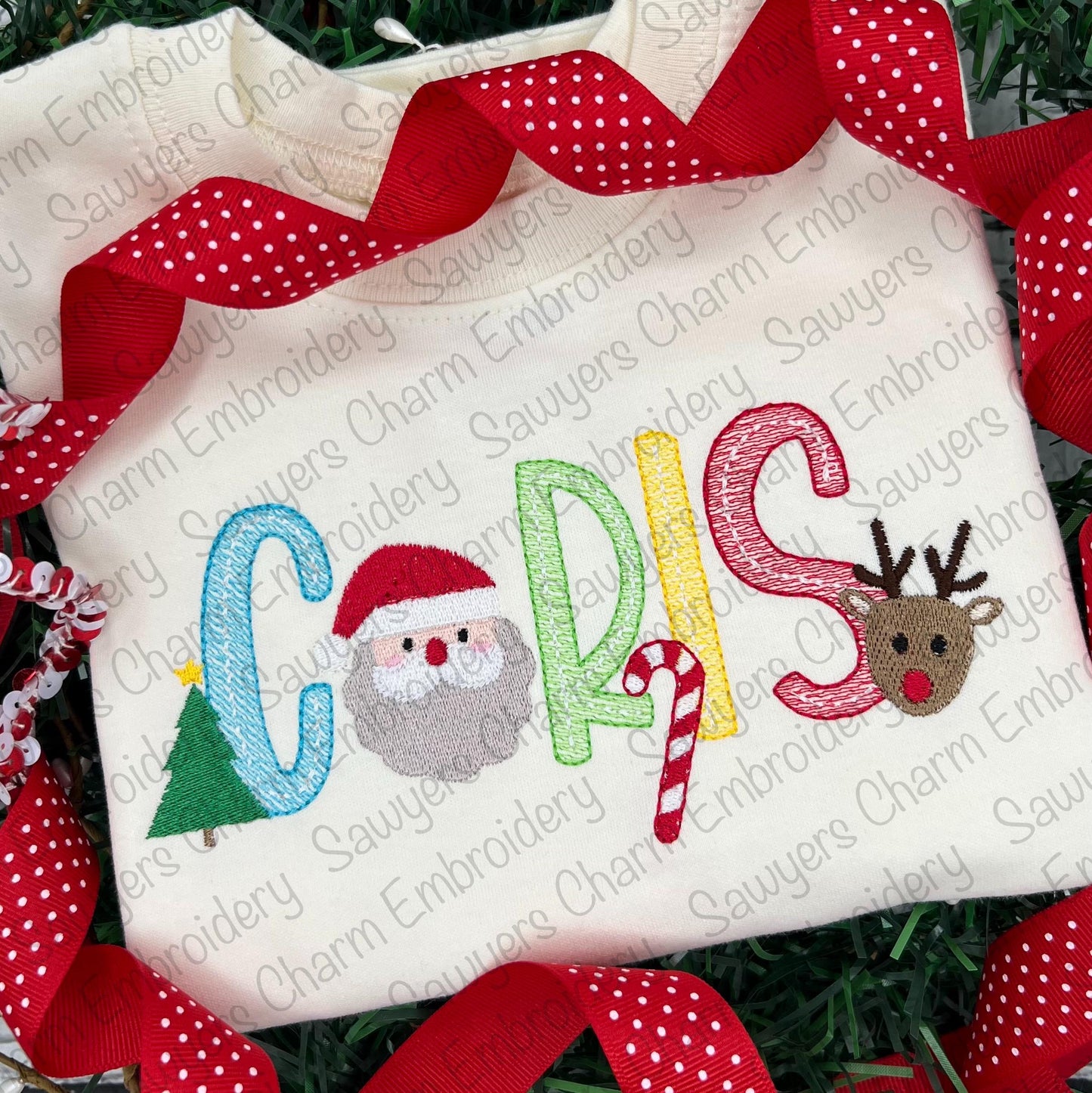 BUNDLE Christmas mini fill designs machine embroidery file, reindeer, Santa Claus, candy cane, tree with bow & star, happy holiday, monogram