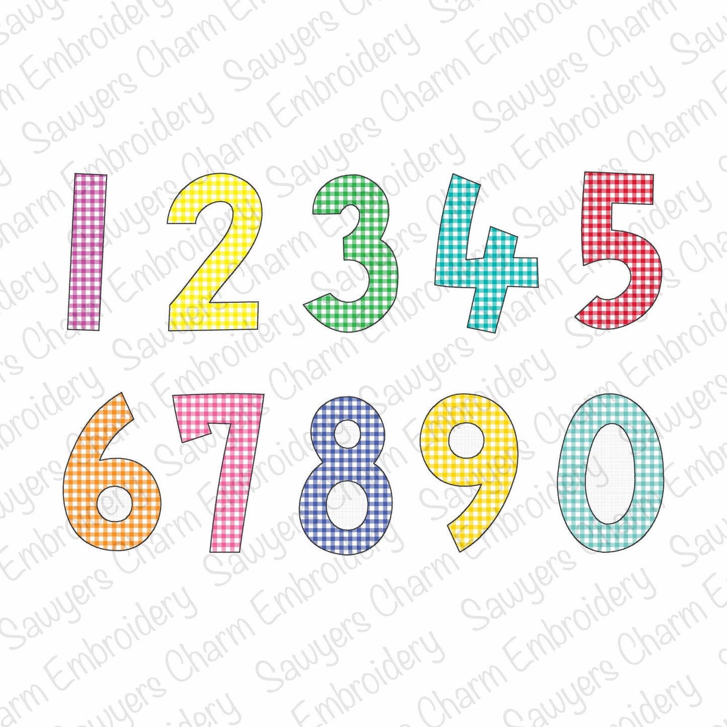 Nash bean stitch machine applique embroidery font, uppercase letters, BX format included, 2"-8", quick stitch, numbers included