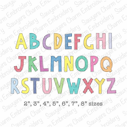 Nash bean stitch machine applique embroidery font, uppercase letters, BX format included, 2"-8", quick stitch, numbers included