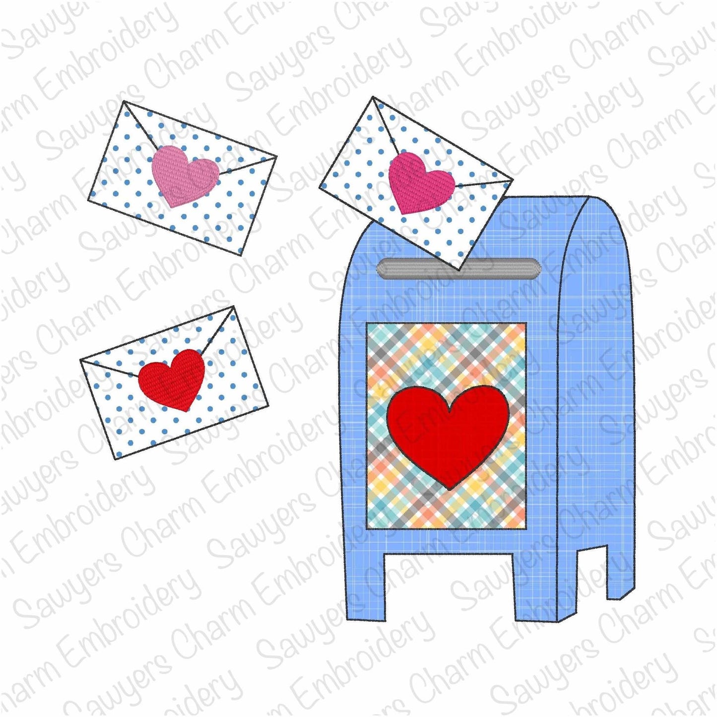 BUNDLE Valentine's Day mailbox & love letters zig zag and bean stitch machine embroidery design, quick stitch, XOXO, Be Mine, hearts