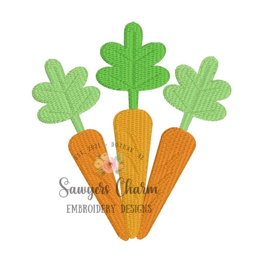 BUNDLE Mini fill carrots bundle with/without coquette bows, machine embroidery design, quick stitch, vintage, spring veggies, Easter garden