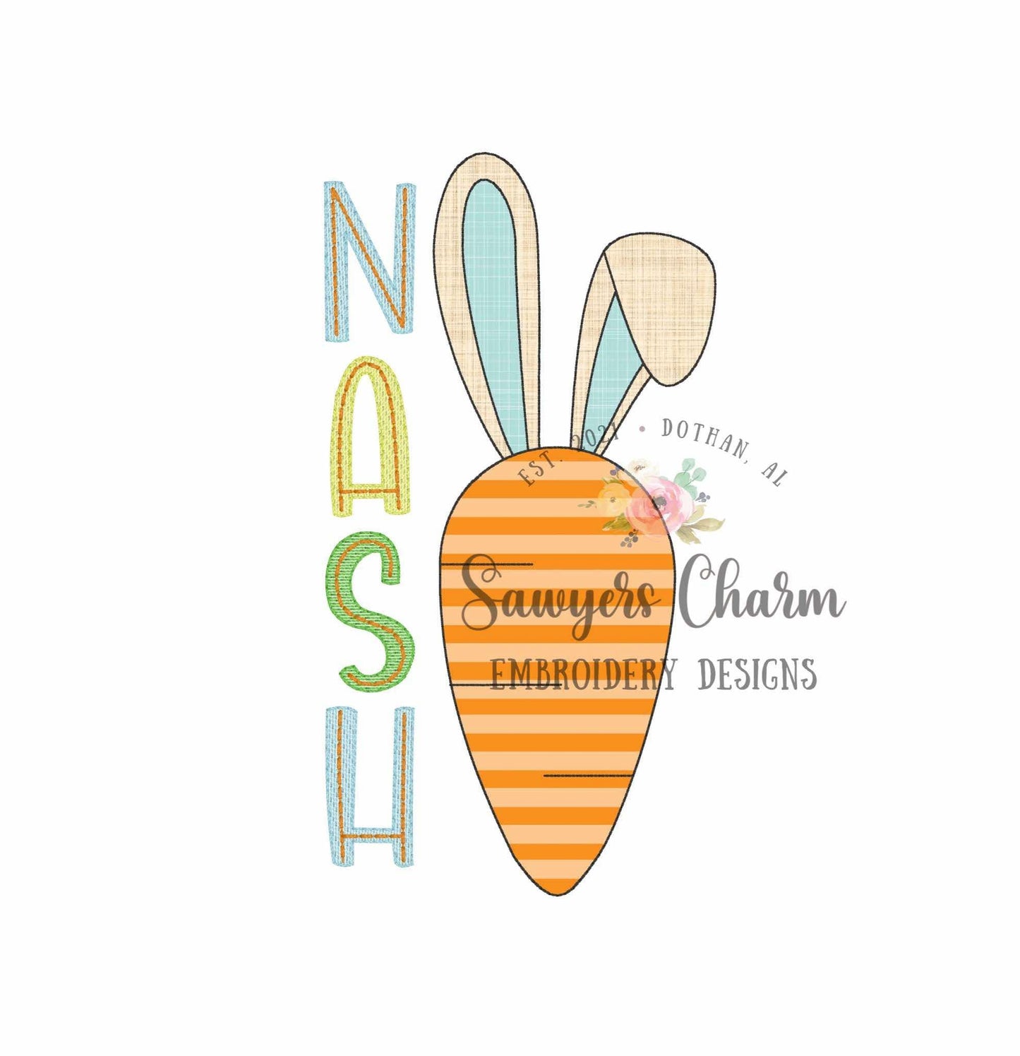 BUNDLE Carrot with bunny rabbit ears, with/without coquette bow, bean & zig zag stitch machine applique embroidery design, spring garden