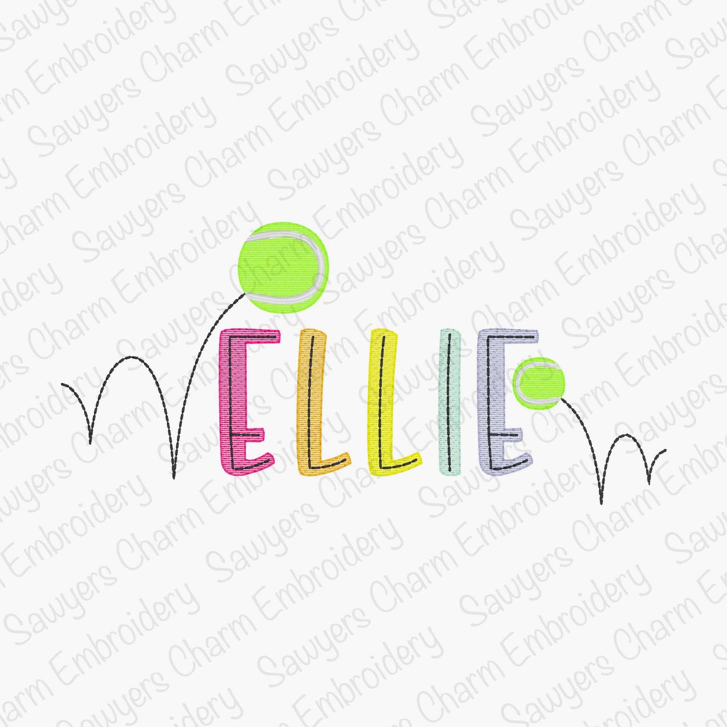BUNDLE Mini fill & sketch bouncing tennis ball machine embroidery design, quick stitch, spring summer sports, perfect for monograms, court