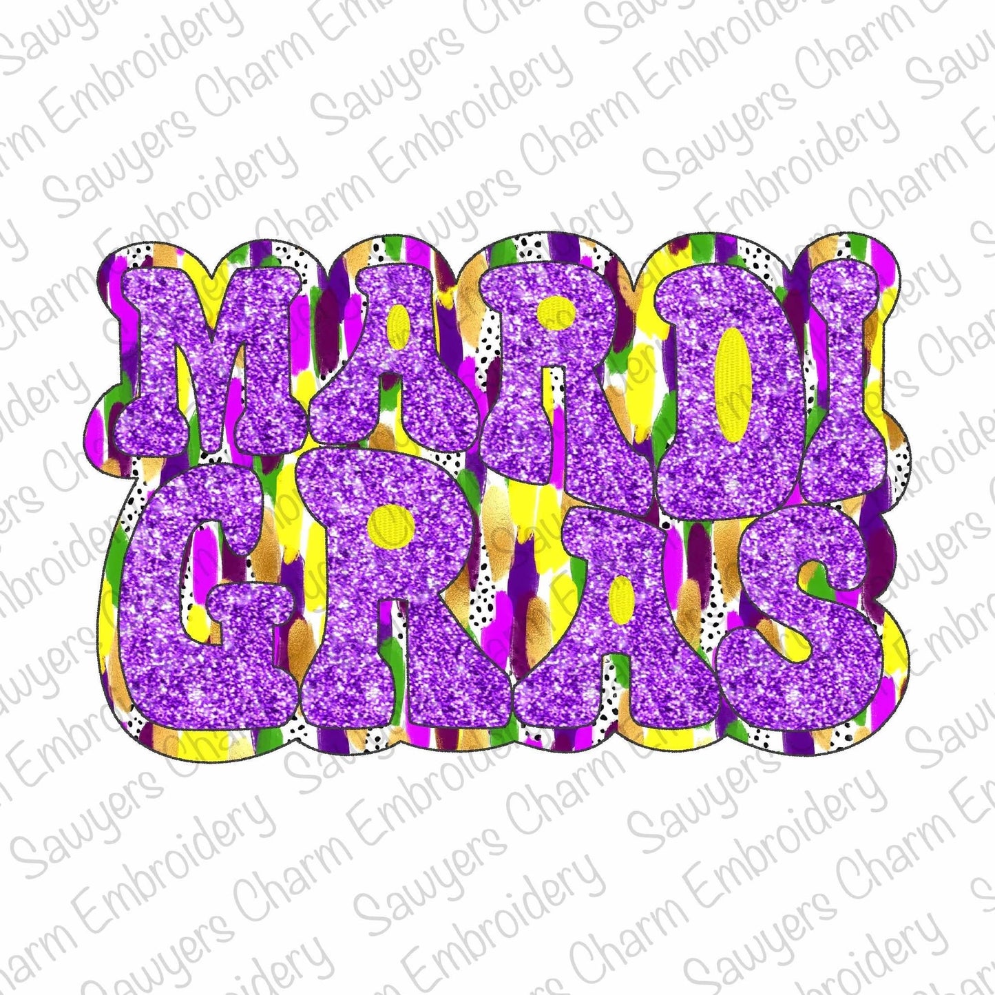 Mardi Gras double applique bean stitch machine applique embroidery design file, quick stitch, party, parade, large sizes