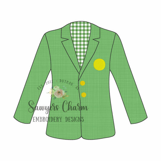 BUNDLE Green jacket bean and zigzag stitch machine applique, embroidery design, spring sports, masters tournament, golfer sports coat