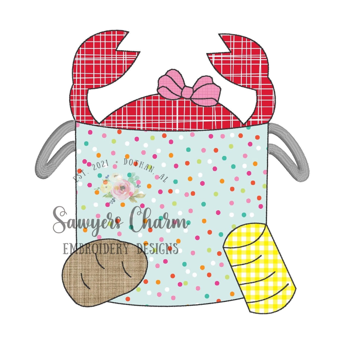 BUNDLE Crab boil in pot with potato and corn with coquette bow, bean & zigzag stitch machine applique embroidery design, summer fun, cookout