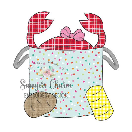 BUNDLE Crab boil in pot with potato and corn with coquette bow, bean & zigzag stitch machine applique embroidery design, summer fun, cookout