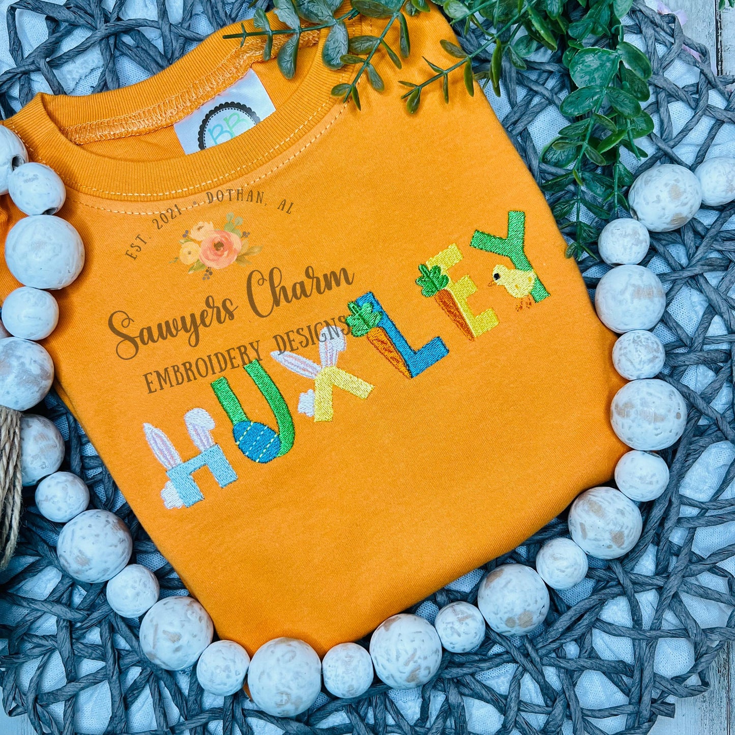 Easter/spring machine embroidery font fill stitch letters, chick, butterfly, carrot, bunny rabbit, eggs & basket, tulip flowers, BX included