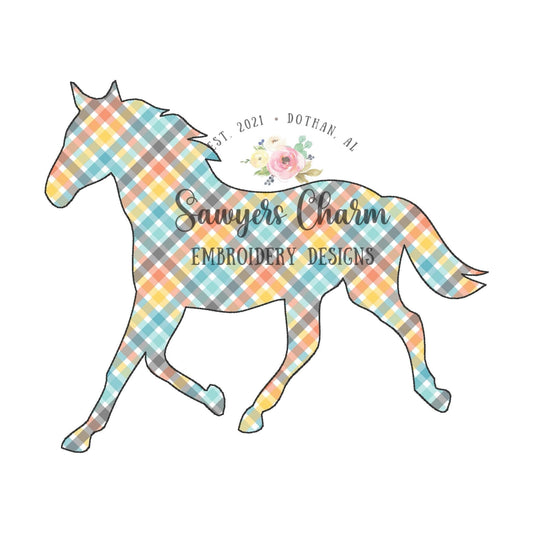 BUNDLE Horse bean stitch machine applique embroidery design file, spring farm animal, with/without coquette bow, neigh, stallion, riding