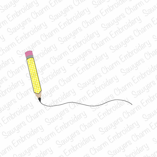 Back to school pencil bean stitch applique, machine embroidery design, quick stitch, monogram frame, school supplies, writing