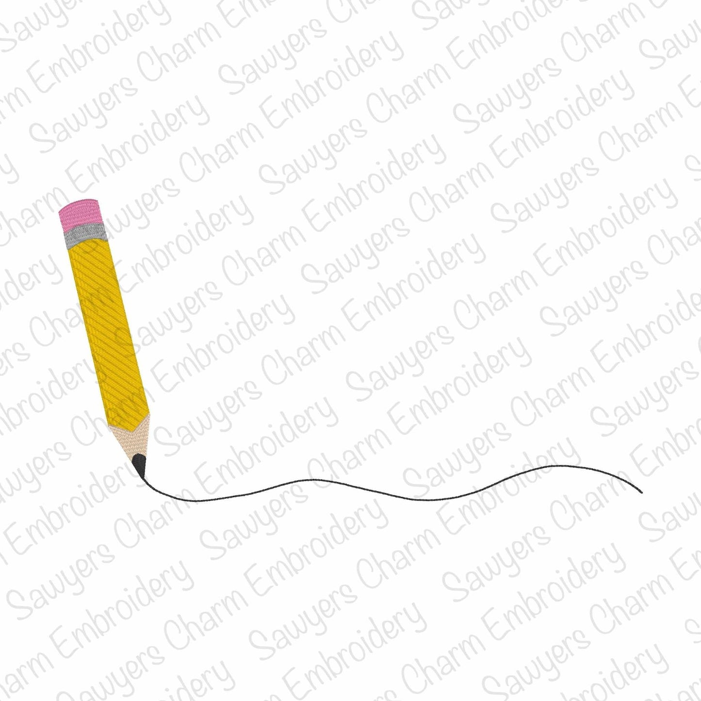 Back to school pencil fill stitch machine embroidery design file, quick stitch, monogram frame, school supplies, writing