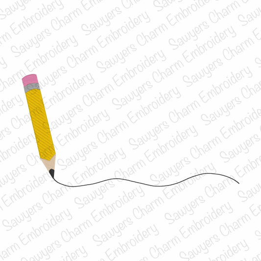 Back to school pencil fill stitch machine embroidery design file, quick stitch, monogram frame, school supplies, writing