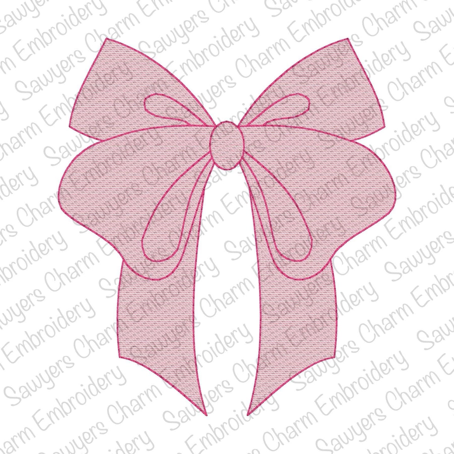 Coquette Bow with long streamers sketch stitch machine embroidery design file, quick stitch, girl hair ribbon, vintage, perfect for monogram