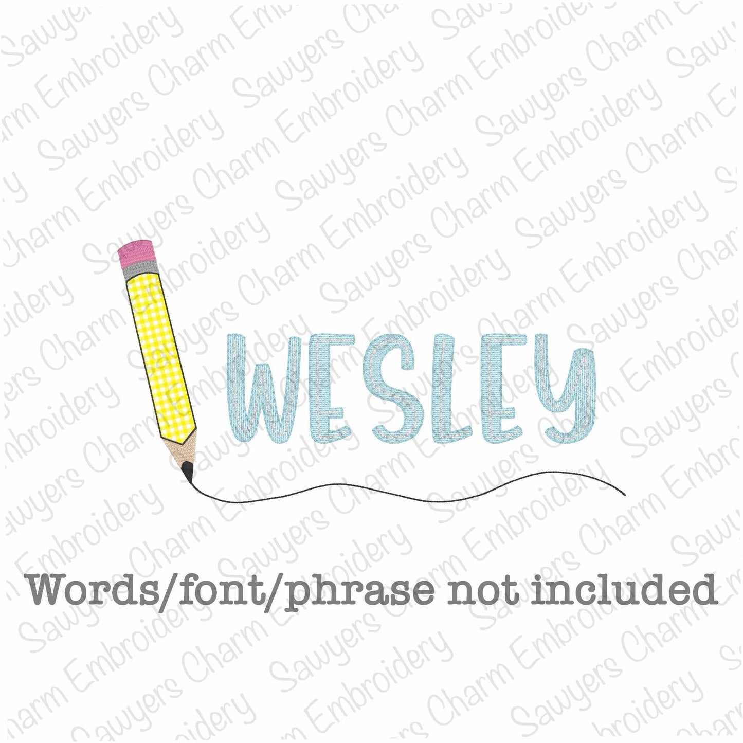 Back to school pencil bean stitch applique, machine embroidery design, quick stitch, monogram frame, school supplies, writing