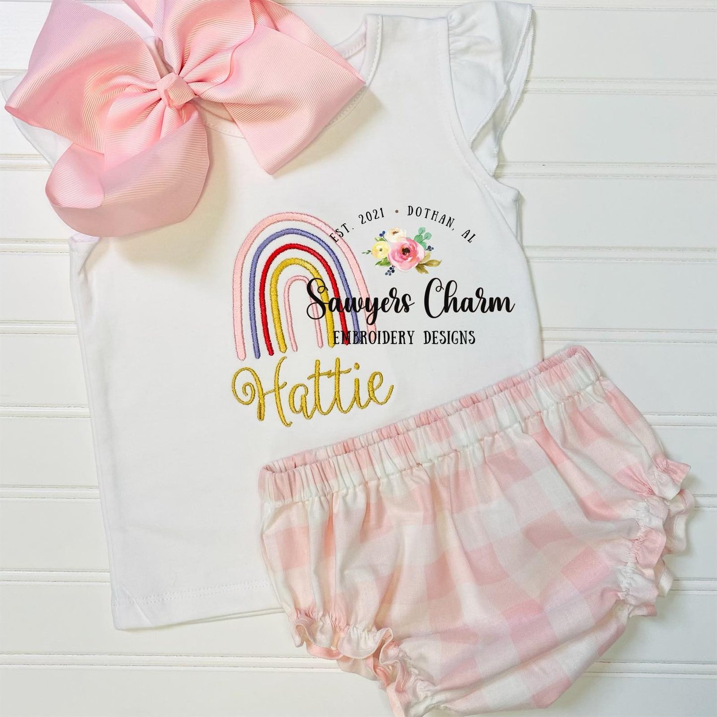 Boho rainbow satin stitch machine embroidery design file