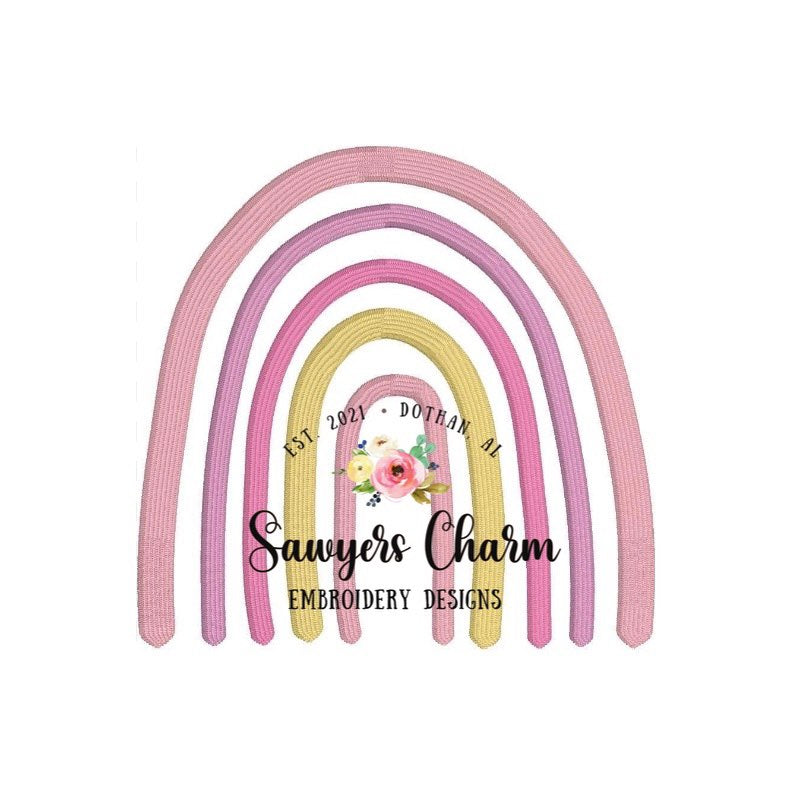 Boho rainbow satin stitch machine embroidery design file