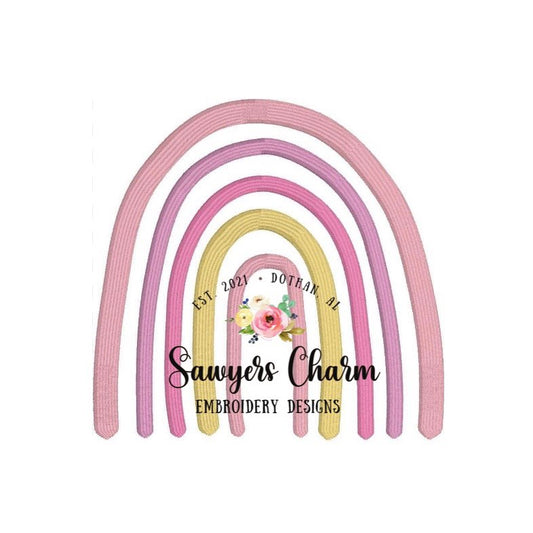 Boho rainbow satin stitch machine embroidery design file