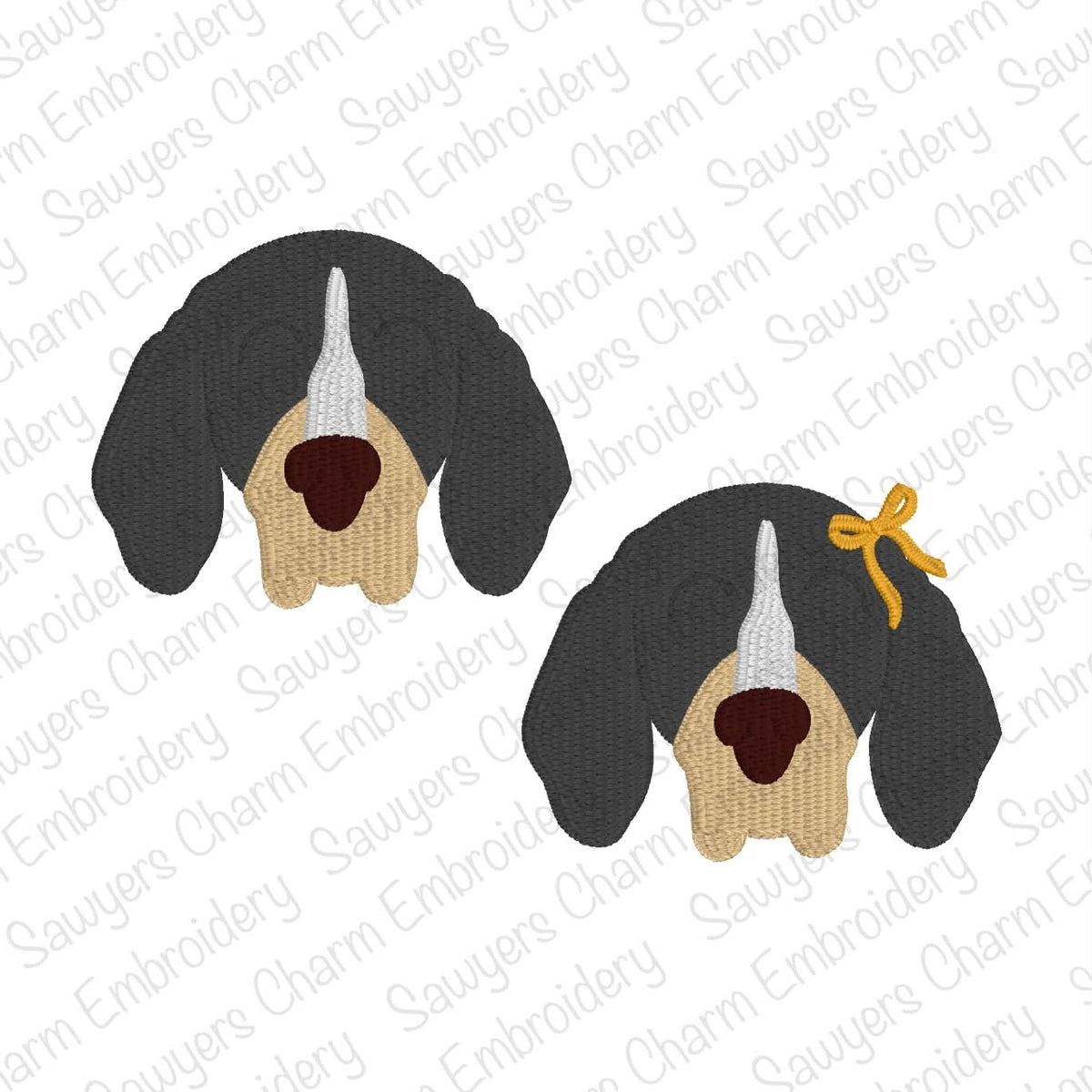 Hound dog mini fill embroidery design BUNDLE, includes bow, college mascot, small sizes perfect for monograms
