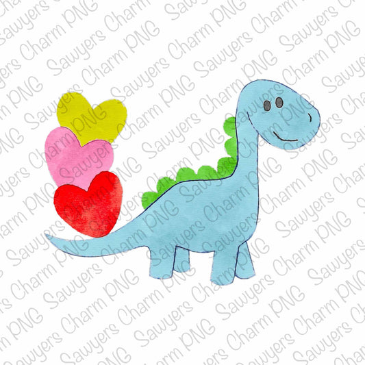 BUNDLE PNG watercolor Dinosaurs with stacked hearts Printable file/Sublimation/Heat Transfer Design/Digital Clipart, includes coquette girl