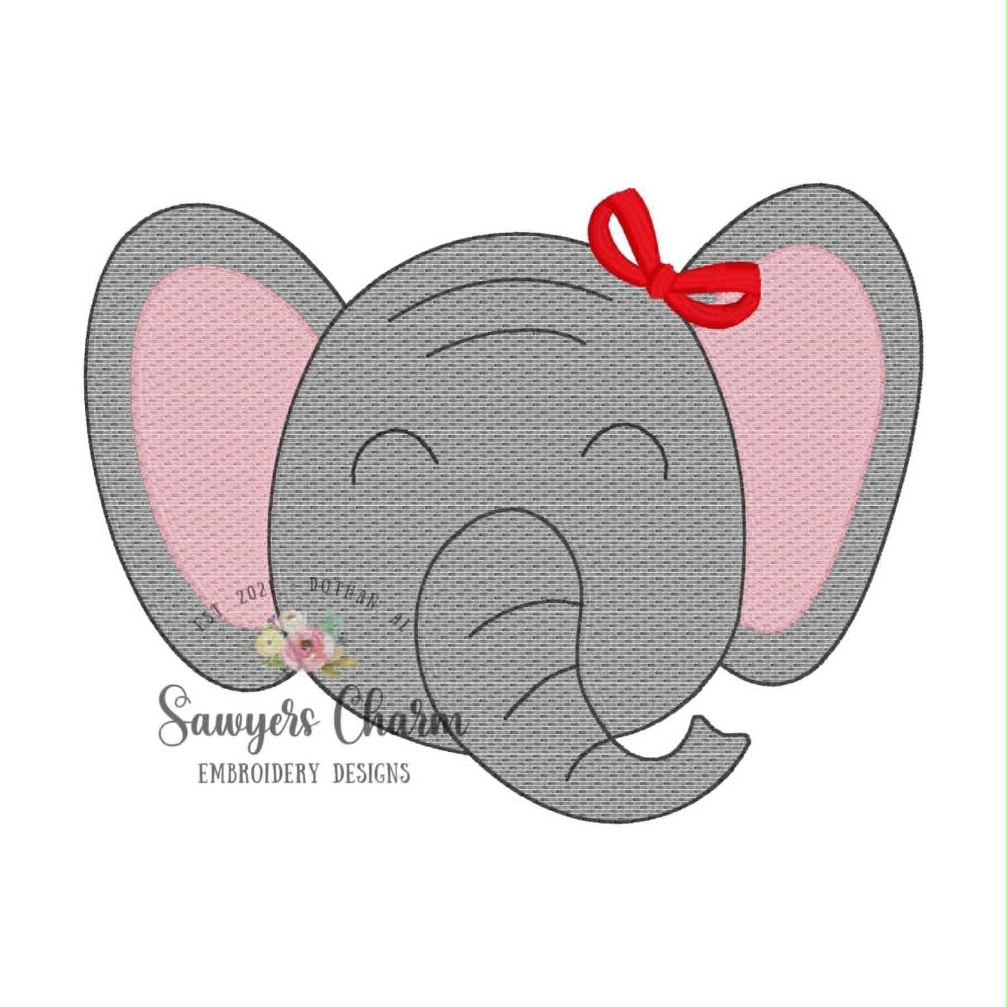 Elephant sketch stitch embroidery design, BUNDLE with/without bow, fall sports mascot, zoo animal