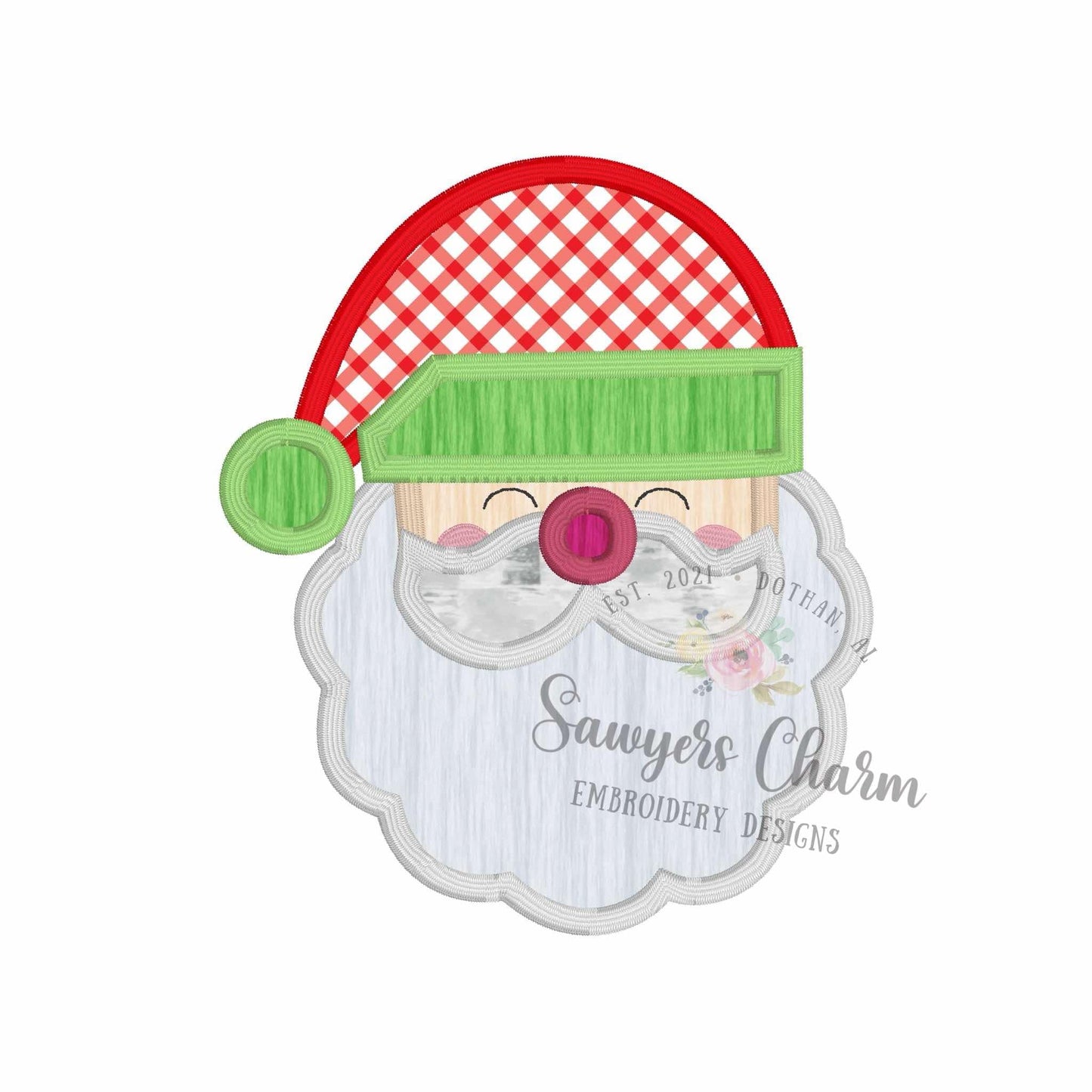 Santa Claus satin stitch applique, machine embroidery design file, Merry Christmas, happy holidays, ho ho ho, jolly ole St. Nick