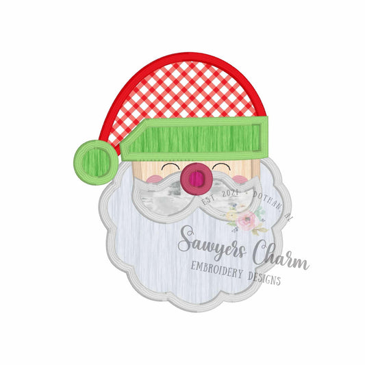 Santa Claus satin stitch applique, machine embroidery design file, Merry Christmas, happy holidays, ho ho ho, jolly ole St. Nick