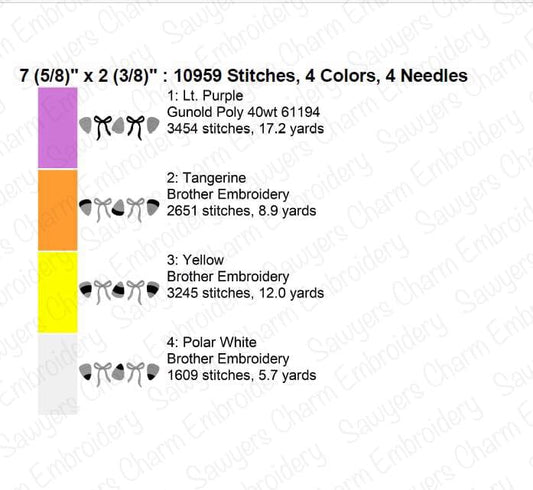 Trendy coquette bows & candy corn fill stitch, machine embroidery design file, fall halloween, trick or treating, spooky season