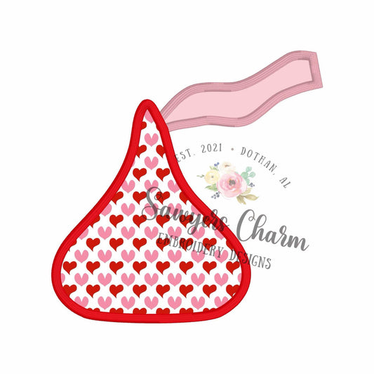 BUNDLE Chocolate kisses candy with & without coquette bow, satin stitch machine applique embroidery design, Valentine's Day, love, be mine