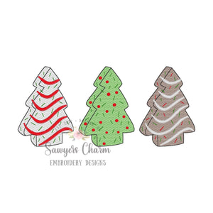 Christmas tree snacks trio sketch stitch machine embroidery design