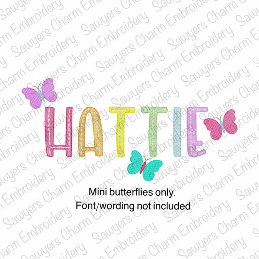 Mini butterfly sketch stitch machine embroidery design file, spring, summer, outdoors, insects, bugs, girl, quick stitch, bean stitch