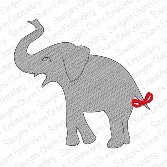 BUNDLE Elephant sketch stitch machine embroidery design, With/without coquette bow, zoo animal, sports mascot