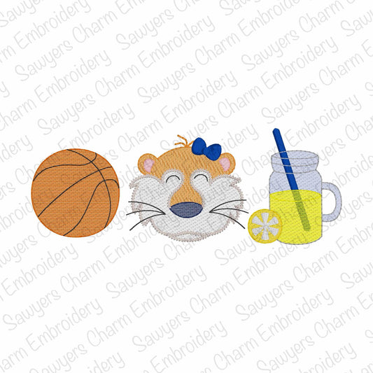 BUNDLE Basketball, Tiger mascot, lemonade trio, with & without coquette bow, sketch stitch machine embroidery design file, sports