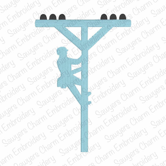 Mini fill lineman machine embroidery design file, quick stitch, perfect for monograms and name add-ons, construction, power pole electrician