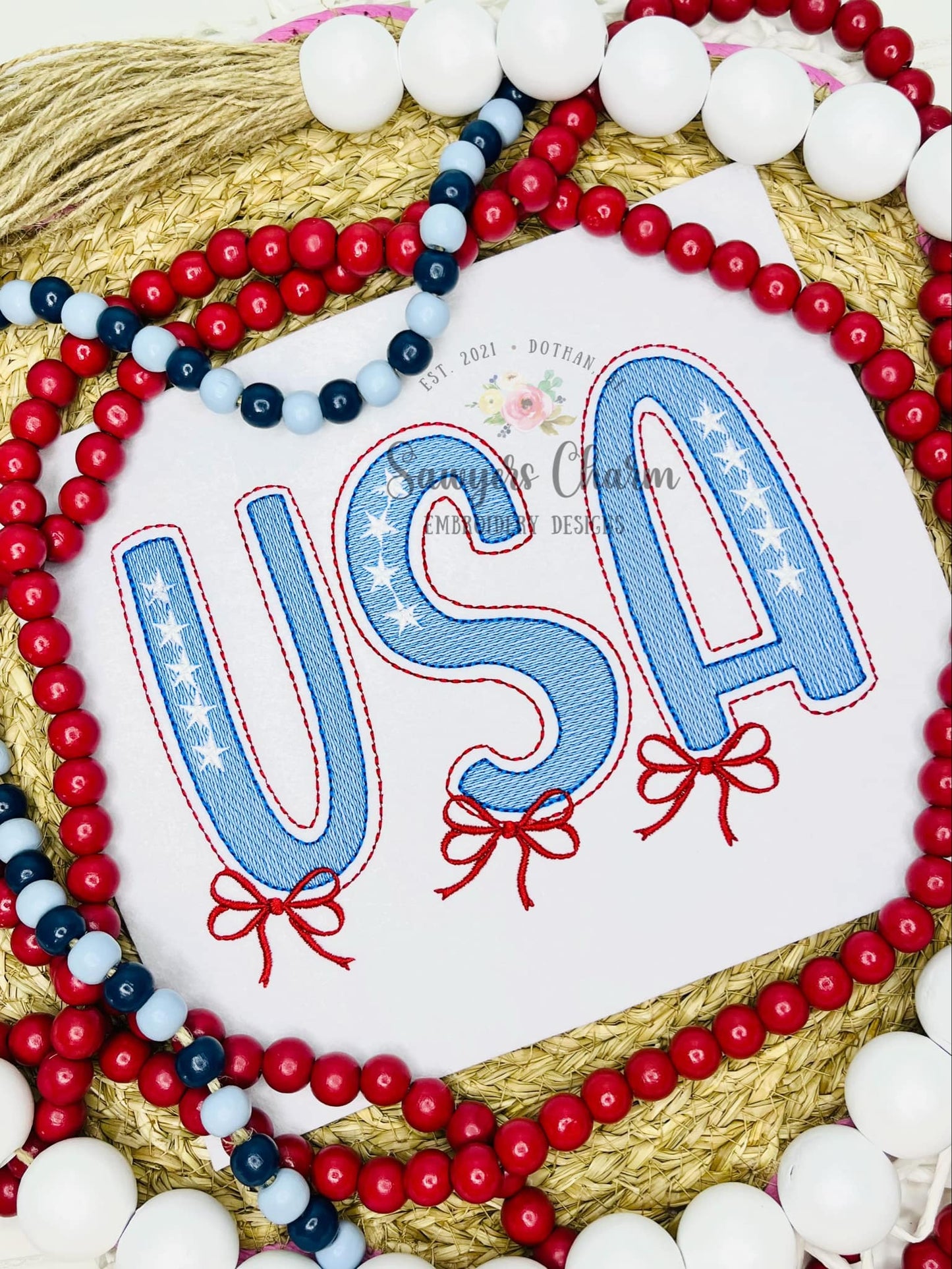 USA sketch stitch machine embroidery design BUNDLE, with/without coquette bows, Patriotic stars & stripes