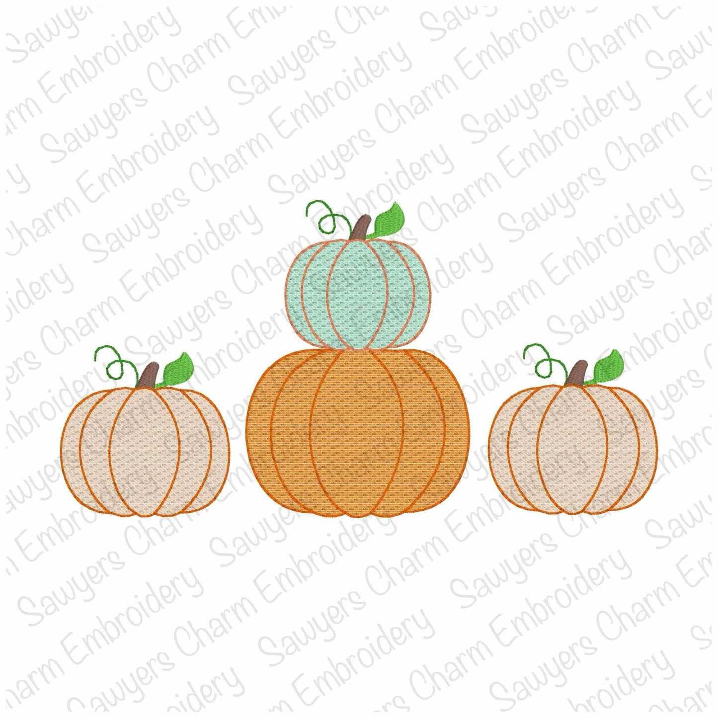 Stacked pumpkins trio, sketch stitch machine embroidery design file, fall, halloween, pumpkin patch, little boy, quick stitch