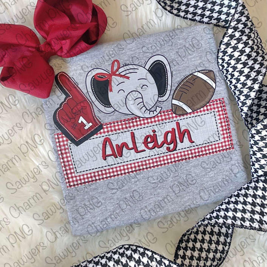 BUNDLE PNG faux applique Printable file, Sublimation/Heat Transfer Design/Digital Clipart, Elephant, foam finger, football trio, name plate