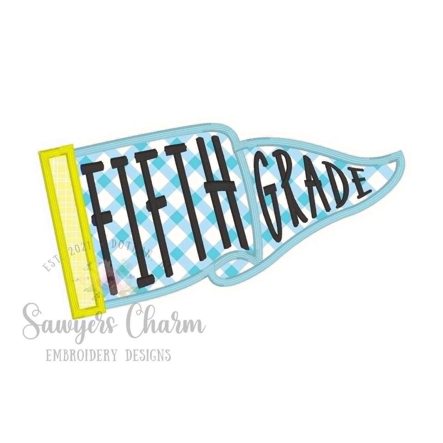 BUNDLE of Grades Pennant satin stitch applique, with coquette bow, ITH project, back to school, Preschool through Sixth Grade