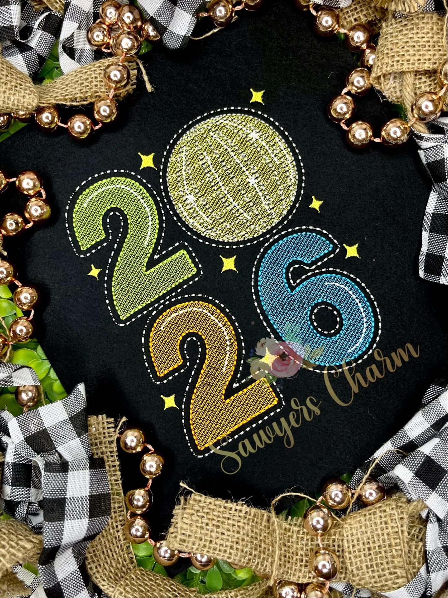BUNDLE 2026 Disco ball sketch stitch machine embroidery design file, quick stitch, happy holidays, Happy New Year, celebration, party