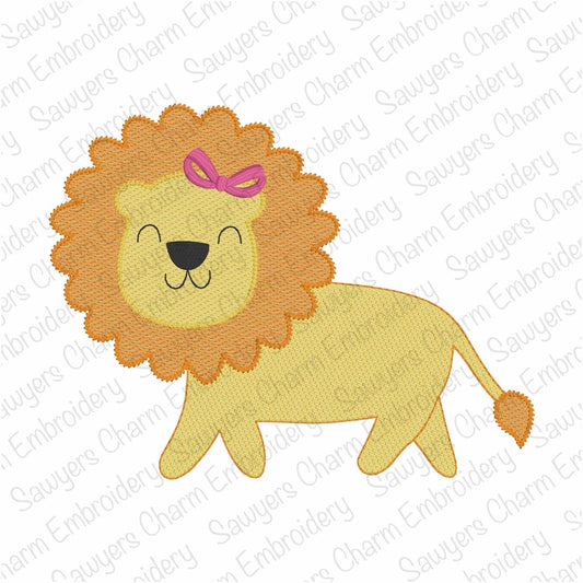 BUNDLE Lion sketch stitch machine embroidery design, With/without coquette bow, zoo animal
