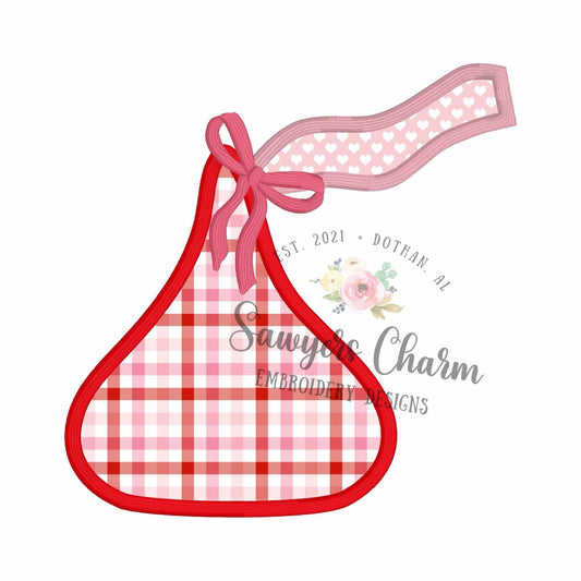 BUNDLE Chocolate kisses candy with & without coquette bow, satin stitch machine applique embroidery design, Valentine's Day, love, be mine